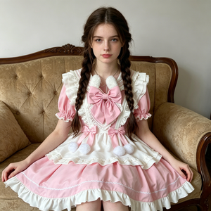 Vestido Lolita de Manga Larga, Dulce y Lindo, Diseño Original, Disfraz de Cosplay de <span class=keywords><strong>Anime</strong></span> para Mujeres Adultas, para Actuaciones en Escenarios y Fiestas - Product Image 4