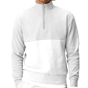 Sudadera de media cremallera amarilla neón para hombre, jersey de lana, cuello alto, ropa informal cálida, OEM, ODM, fabricante personalizado - Product Image 2