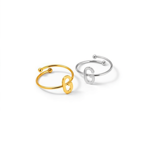 Anello in Acciaio Inossidabile con Lettera G, Oro e Argento, 6mm, Set da 12 Pezzi, Gioielli - Product Image 2