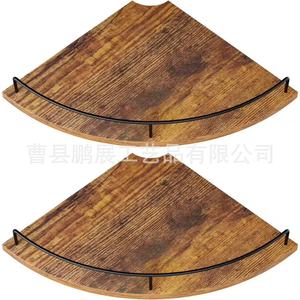 Iron Wood <b>Wall</b> <b>Mounted</b> Corner <b>Shelf</b> 2 Tier Durable Storage Rack For Kitchen Bathroom Home Use - Product Image 5