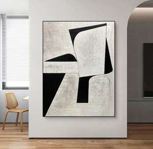 Haute qualité toile décorative peinture murale médiévale noir polygonale formes abstraites Illustration dessiné à la main Art moderne - Product Image 6