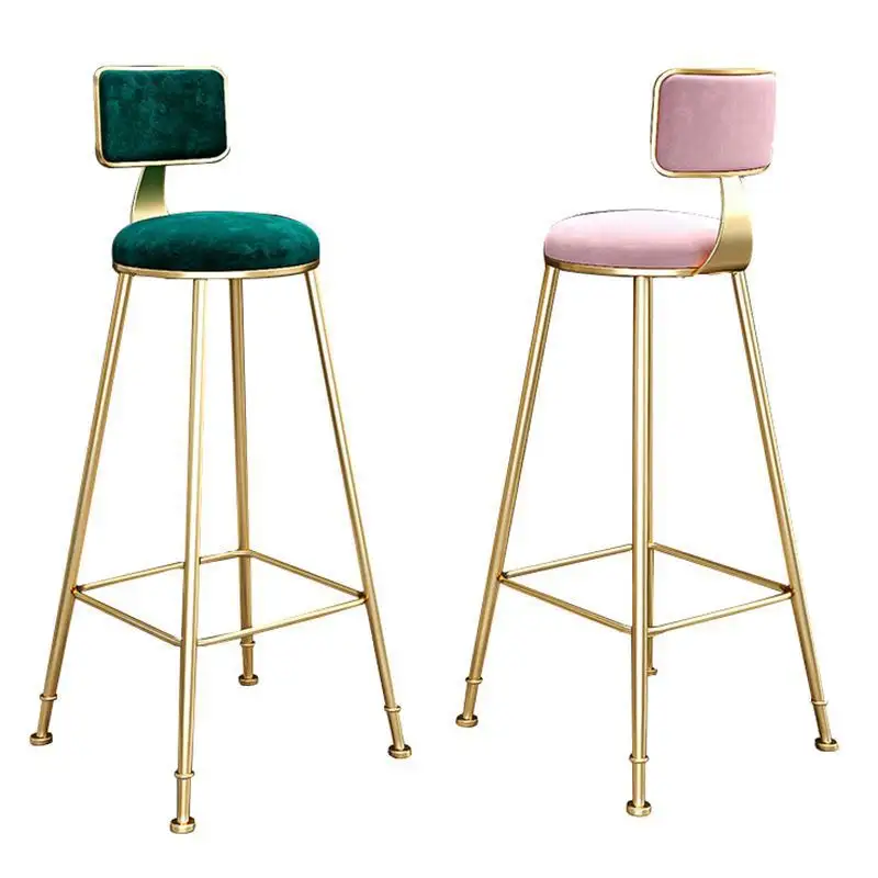 Nordico moderno di lusso alto a buon mercato da banco mobili oro metallo velluto retro cucina sgabello alto sedie da Bar tavolo