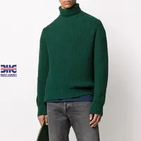 Mens collo alto dolcevita maglione del pullover del jacquard dell'annata casuale erba verde maglione per gli uomini di lusso di spessore di lana costola maglione