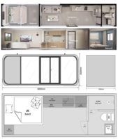 Contenedor Modular Prefabricado de 20, 30 y 40 pies, Oficina Portátil, Casa Cápsula Tipo Apple, Cabaña de Resort, Dormitorio de Acero con Panel Sándwich