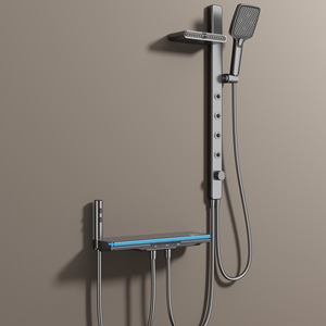 Set <span class=keywords><strong>Doccia</strong></span> Minimalista <span class=keywords><strong>con</strong></span> <span class=keywords><strong>Soffione</strong></span> a Soffitto Grigio Antracite, Display Digitale e Termostatico, per Uso Domestico - Product Image 1