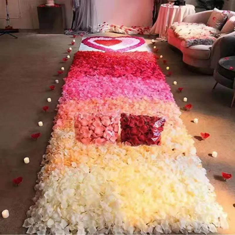 Petali di rosa da sposa all'ingrosso fiore di seta artificiale petali di rosa rossa decorazioni di san valentino