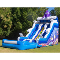 Château gonflable personnalisé avec toboggan aquatique commercial en forme de licorne, toboggans aquatiques avec piscine pour enfants et adultes, jeux de fête