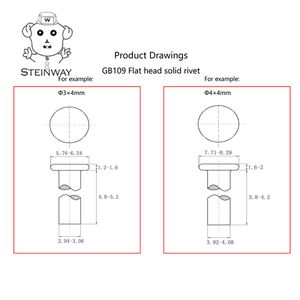 Đinh Tán Cứng Đầu Phẳng/Đầu Chảo Bằng Thép Không Gỉ Din 7338a 2-16Mm - Product Image 5