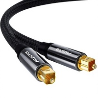 Câble audio numérique optique Toslink en nylon tressé OEM ODM avec connecteurs plaqués or 24 carats et coque métallique pour haut-parleurs et projecteurs (Mâle-Mâle)
