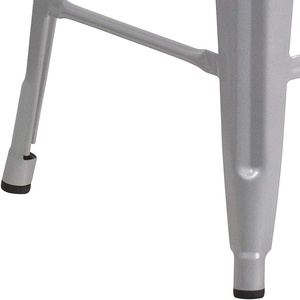 Bangku bar logam industri tinggi konter perak pedesaan antik - Product Image 3