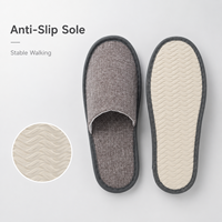 Chaussons jetables d'hôtel en lin à bout fermé, personnalisables avec logo, en gros, pour kits d'accueil et chambres d'hôtes
