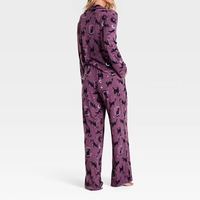 Ensemble pyjama d'hiver imprimé pour femme, col à revers, haut boutonné à manches longues, pantalon large, vêtements de nuit en tricot doux, tenue décontractée pour femmes