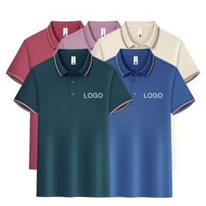 เสื้อโปโลผู้ชายผ้าฝ้ายคุณภาพสูง ปักโลโก้ตามสั่ง สวมใส่สบาย ระบายอากาศได้ดี เหมาะสำหรับเล่นกอล์ฟ หรือใส่ทั่วไปในบ้าน - Product Image 1