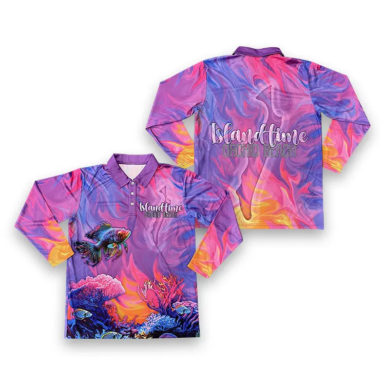Camisa de Pesca Deportiva Anti UV patrón de impresión por sublimación personalizada