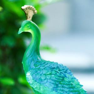 Königlicher Pfau Kunstwerk Liuli Kristall Museumsqualität Sammlung Handgefertigte Glaskunst Luxuriöses Dekorationsstück - Product Image 3