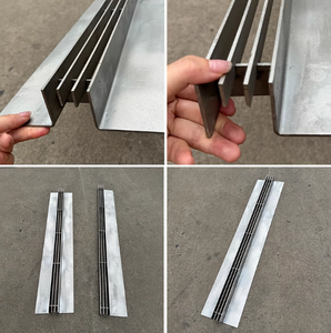 Canalina di drenaggio lineare moderna in acciaio inossidabile con copertura curva a fessura nascosta, griglia per acque piovane da esterno - Product Image 4