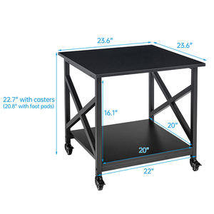 عربة طابعة متحركة متعددة الوظائف من JH-Mech برفين مقاس 23.6 × 23.6 × 22.6 بوصة مربعة الشكل من المعدن الأسود - Product Image 2