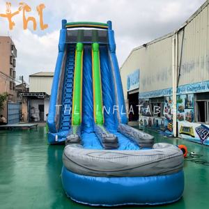 Uzun su kaydırağı Combo şişme Bouncy Moonwalk büyük havuz su kaydırağı ile şişme şato üç şeritli su kaydırağı - Product Image 4