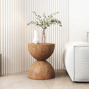 Table console ronde moderne en bois massif, tabouret de jetée, table d'appoint en rondins, ornement de souche d'arbre pour usage domestique dans le salon - Product Image 2