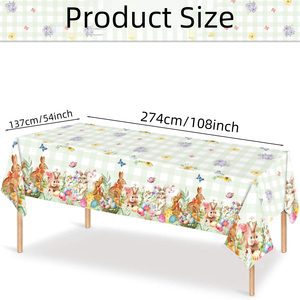 Easter Egg Decorations Carton Bunny-Themed Disposable Tableware Rectangular <strong>Plastic</strong> <strong>Table</strong> <strong>Clothes</strong> for Jungle Party Supplies - Product Image 5