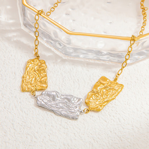 Collier en acier inoxydable, design floral or et argent, chaîne de clavicule, bijoux de mode pour femmes - Product Image 2