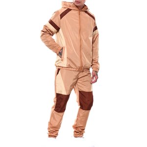 Vente en gros de survêtements coupe-vent couleur contrastée pour hommes ensemble décontracté à taille élastique survêtements coupe-vent pour hommes panneau personnalisé - Product Image 2