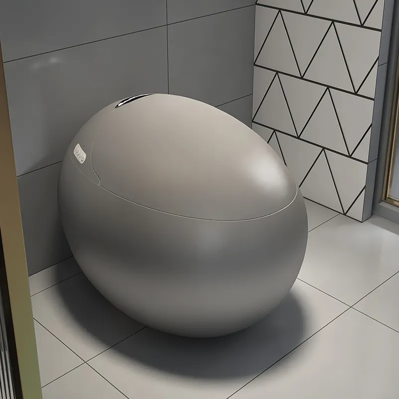 Offre Spéciale toilette automatique de luxe gris argenté séchage à air chaud toilette en forme d'oeuf toilette intelligente au sol