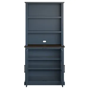 36'' <strong>Blue</strong> Modern Wood <strong>Sideboard</strong> with Bar Hutch &amp; Glass Doors Eco-Friendly 2-Tier Buffet Cabinet for Dining Room &amp; Kitchen - Product Image 5
