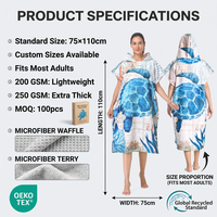 Peignoir poncho en microfibre suédée personnalisé, serviette de bain à capuche séchage rapide 60*60 75*110cm 200-250GSM