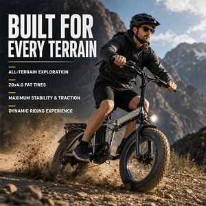Vélo pliant en aluminium 20x4 0 Fat Tire 500W Motorisé Tout-terrain pour la conduite en montagne et en ville - Product Image 1