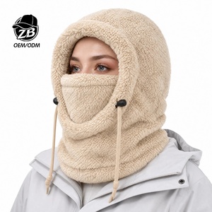 Pasamontañas de Forro Polar Personalizado con Capucha, Máscara Facial de Poliéster Afelpado Sherpa, Gorro Cálido de Invierno con Cordón Ajustable para Hombres, Mujeres y Unisex - Product Image 1