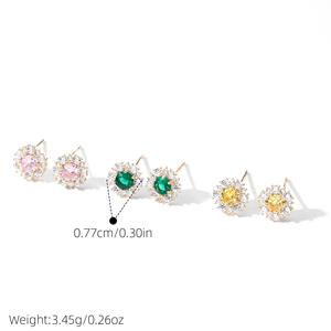 Boucles d'oreilles tendance pour femme, en cuivre, avec diamant carré, cœur, clous d'oreilles en argent, zircon <span class=keywords><strong>cristal</strong></span> serti griffe, style <span class=keywords><strong>Paris</strong></span> - Product Image 6