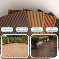 Planche de terrasse WPC à grain de bois 3D en relief RTS004 pour usage en génie civil, 25x140x300mm en stock.