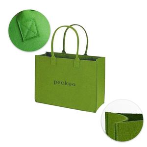 Sac fourre-tout en feutre vert grande capacité, robuste et portable pour le shopping (vente en gros) - Product Image 3