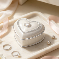 Caja de Joyería en Forma de Corazón Personalizada, de Aleación de Zinc, con Cristal, Perla y Esmalte, Forrada en Terciopelo, Regalo para Novia, Fabricación OEM
