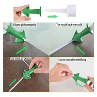 3pcs Applicateur de buse de calfeutrage Silicone Outils de calfeutrage Kit de coulis de finition Grattoir de nettoyage de sol Spatule de saleté de carrelage