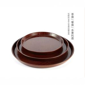 Round Wood Grain Serving <b>Tray</b> Brown Japanese Style Dessert <b>Tea</b> Sushi <b>Tray</b> Hotel Coffee Drink Use - Product Image 4