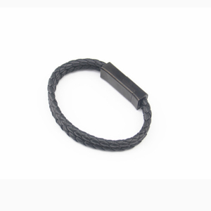 Double Leather Bracelet USB Cable Leather Braided Wristband Charger Data Cable With Magnetic Clasp For iPhone and Android - Product Image 3