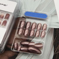 Couverture complète personnalisée de faux ongles artificiels de conception française, presse sur ongles avec autocollant