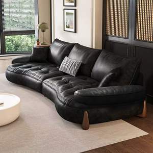 <span class=keywords><strong>Divano</strong></span> moderno in pelle da soggiorno misura tre posti a sedere Cloud semplice <span class=keywords><strong>divano</strong></span> modulare in stile retrò - Product Image 3