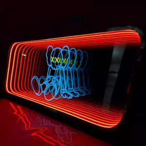 Enseigne néon LED personnalisée grand format avec logo 3D, miroir infini, astronaute, motif imprimé UV, vert, télécommande, IP65, en verre, pour bureaux, magasins, entreprises - Product Image 4