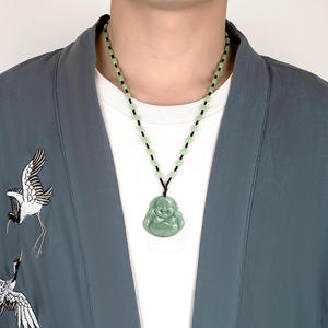 Pendentif Bouddha en Jadeite Naturelle Vert Pois, Style Chinois, Religion, UNISEXE, Cadeau Bouddhiste avec Certificat d'Expertise FG02 - Product Image 5