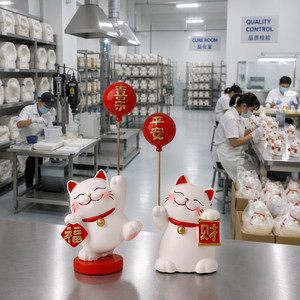 Juego de Figuras de Gato de la Suerte Hechas a Mano en Resina, Maneki Neko, Estatua de la Fortuna, la Riqueza y la Paz para el Año Nuevo Chino, Decoración para el Hogar y la Oficina, Regalo - Product Image 6