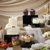 Présentoir en acrylique Présentoir Riser Box Présentoir en acrylique blanc Ensemble de 5 présentoirs pour aliments rehausseurs de buffet