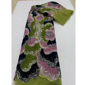 Vestidos de Fiesta Africanos para <span class=keywords><strong>Mujer</strong></span>, Estilo Vintage, con Encaje Francés, Lentejuelas y Flores Grandes, Ecológicos, con Adornos de Cuentas, para Ocasiones Ceremoniales - Product Image 1