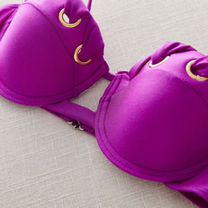 패션 솔리드 컬러 언더웨어 투피스 비키니 특별 디자인 원숄더 수영복 - Product Image 5