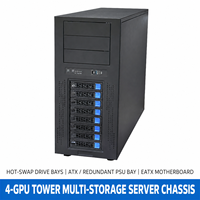 HY-A49 Châssis de serveur/machine de travail métallique 8 baies à échange à chaud, montable en rack, avec backplane EATX SAS SATA, alimentation ATX CRPS et 8 emplacements PCIe pour GPU, en stock