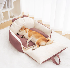Cama y transportador de lujo para mascotas para perros y gatos, extraíble, lavable con patrón sólido, cama de viaje de invierno para asiento trasero - Product Image 5