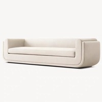 Juego de Sofás de Cuero Nórdico Moderno con Tapicería Lineal Limpia, Diseño Minimalista para Sala de Estar y Habitación de Hotel