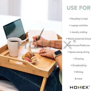 Homex | <span class=keywords><strong>Plateau</strong></span> de <span class=keywords><strong>lit</strong></span> en bambou pliable écologique en gros plateaux de service en bambou <span class=keywords><strong>plateau</strong></span> de petit-déjeuner avec support pour téléphone - Product Image 5